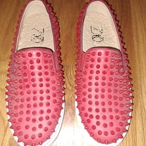 Red leather studded slip on unisex 6/7